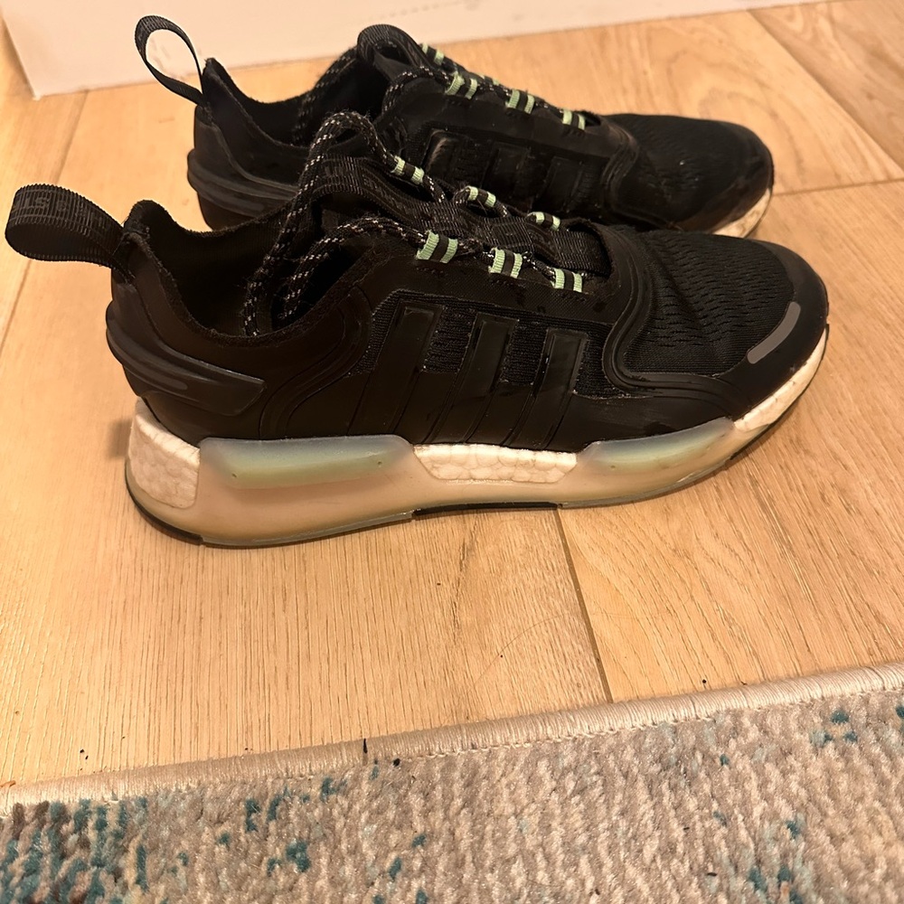 Adidas Black and Green Sneakers